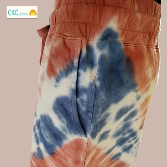 C&C California NEW INDIGO BLUE Dopamine Tie Dye Drawstring Elastic Sweat Short M - Picture 7 of 12